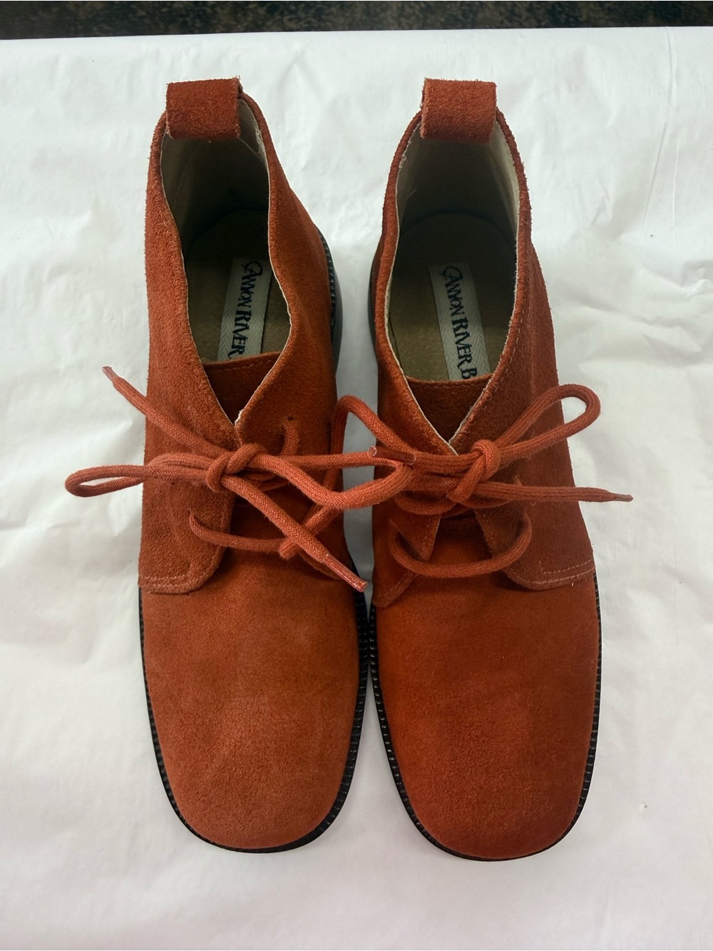 Vintage Canyon River Blues Suede Ankle Boots Rust Orange Lace Up 6.5